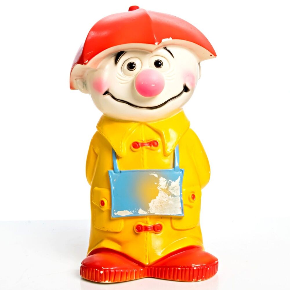 Vintage 1971 Play Pal Plastics Clown Piggy Bank Saving Coin For A Rainy Day